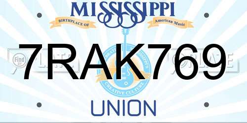 7RAK769 Mississippi License Plate