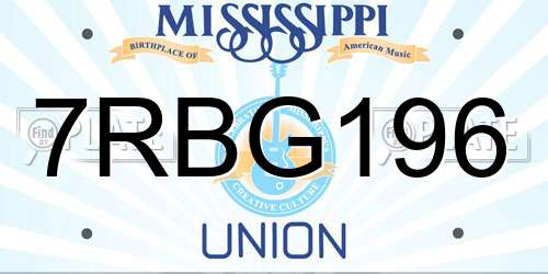 7RBG196 Mississippi License Plate