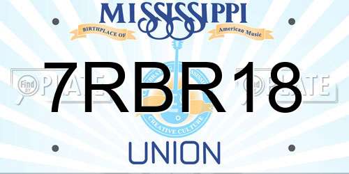 7RBR18 Mississippi License Plate
