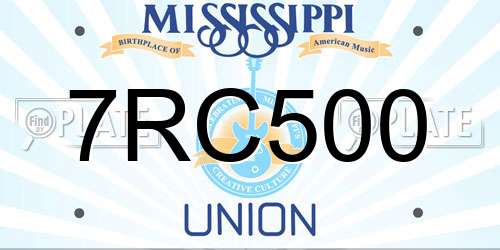 7RC500 Mississippi License Plate