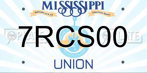 7RCS00 Mississippi License Plate