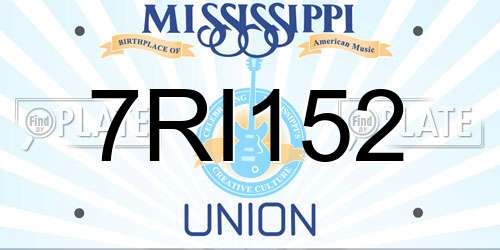7RI152 Mississippi License Plate