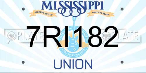 7RI182 Mississippi License Plate