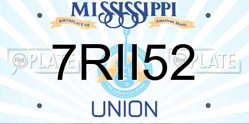 7RII52 Mississippi License Plate