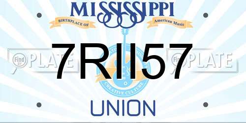 7RII57 Mississippi License Plate