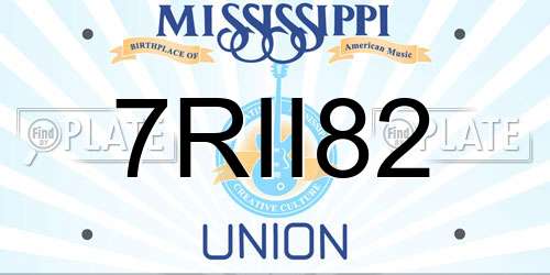 7RII82 Mississippi License Plate