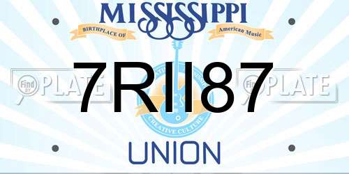 7RII87 Mississippi License Plate