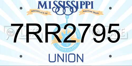 7RR2795 Mississippi License Plate