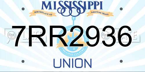 7RR2936 Mississippi License Plate