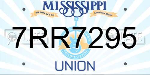 7RR7295 Mississippi License Plate