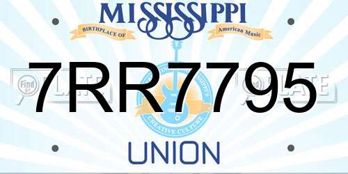 7RR7795 Mississippi License Plate
