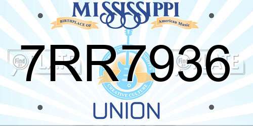 7RR7936 Mississippi License Plate
