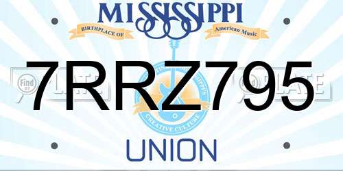 7RRZ795 Mississippi License Plate