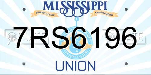 7RS6196 Mississippi License Plate