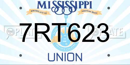 7RT623 Mississippi License Plate
