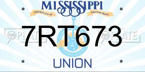 7RT673 Mississippi License Plate