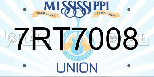7RT7008 Mississippi License Plate