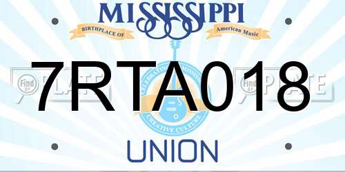 7RTA018 Mississippi License Plate