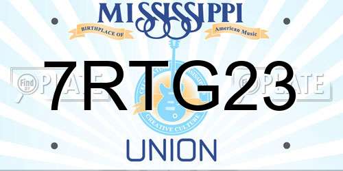 7RTG23 Mississippi License Plate