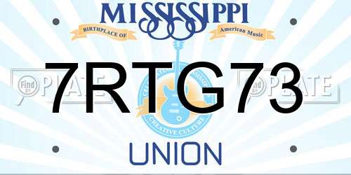 7RTG73 Mississippi License Plate
