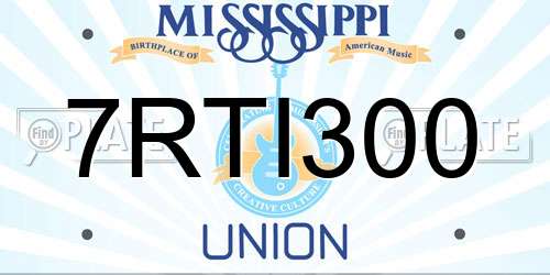 7RTI300 Mississippi License Plate