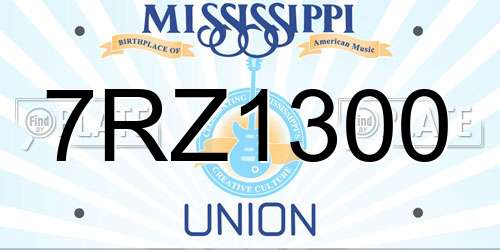 7RZ1300 Mississippi License Plate