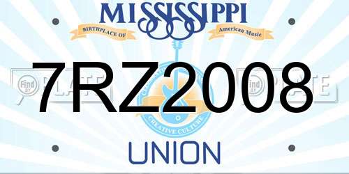 7RZ2008 Mississippi License Plate