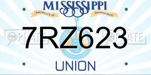 7RZ623 Mississippi License Plate
