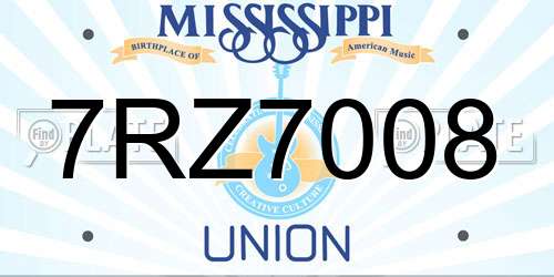 7RZ7008 Mississippi License Plate