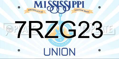7RZG23 Mississippi License Plate