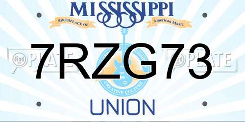 7RZG73 Mississippi License Plate