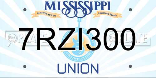 7RZI300 Mississippi License Plate
