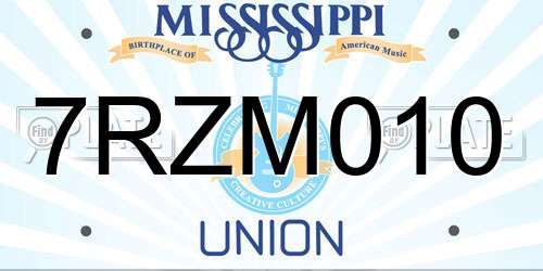 7RZM010 Mississippi License Plate