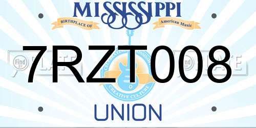 7RZT008 Mississippi License Plate