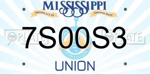 7S00S3 Mississippi License Plate