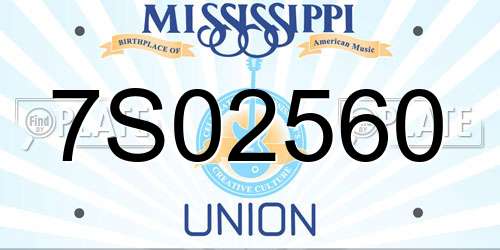 7S02560 Mississippi License Plate