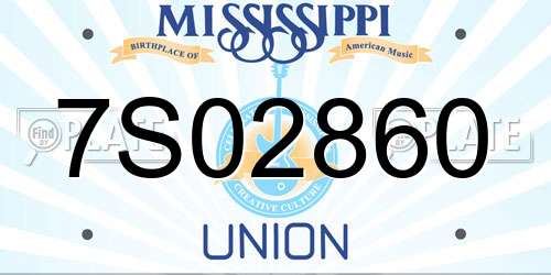 7S02860 Mississippi License Plate