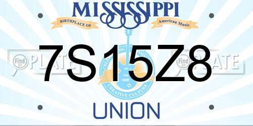7S15Z8 Mississippi License Plate