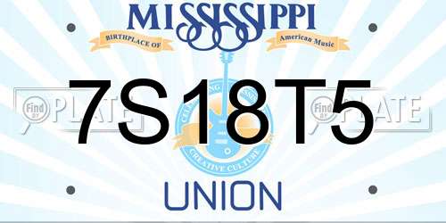 7S18T5 Mississippi License Plate