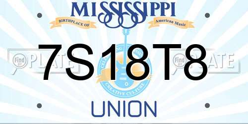 7S18T8 Mississippi License Plate