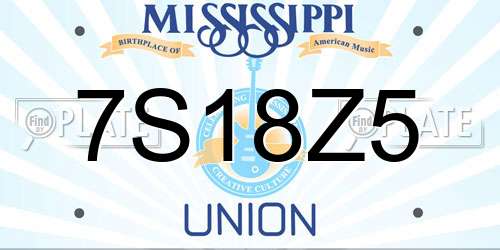 7S18Z5 Mississippi License Plate