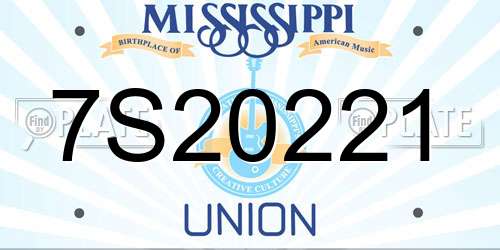 7S20221 Mississippi License Plate
