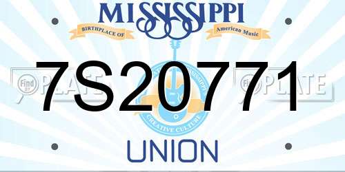 7S20771 Mississippi License Plate