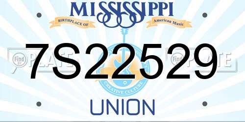 7S22529 Mississippi License Plate