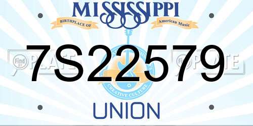 7S22579 Mississippi License Plate