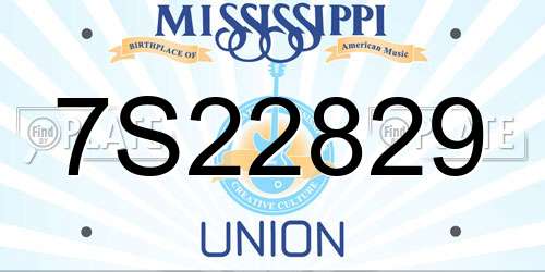 7S22829 Mississippi License Plate