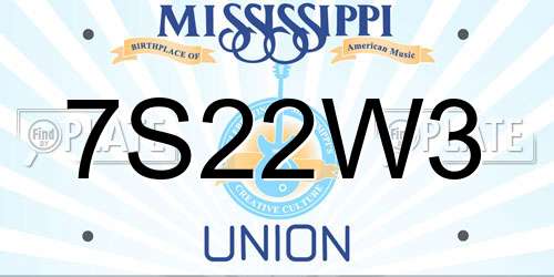 7S22W3 Mississippi License Plate