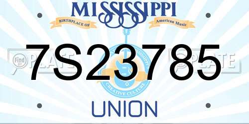 7S23785 Mississippi License Plate