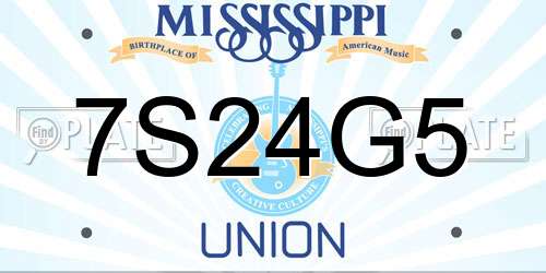 7S24G5 Mississippi License Plate