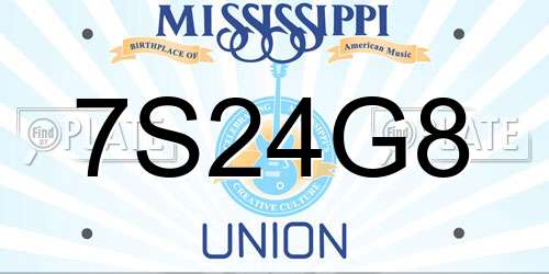 7S24G8 Mississippi License Plate